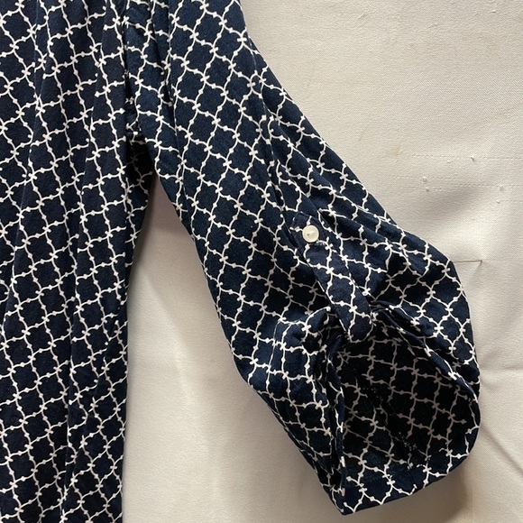 XXL basic editions navy blue and white cotton blouse - Picture 2 of 6